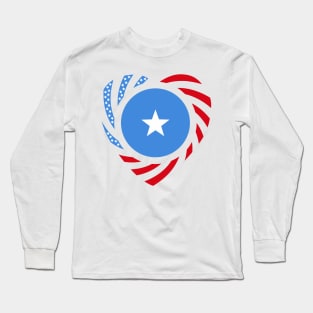 Somali American Multinational Patriot Flag Series (Heart) Long Sleeve T-Shirt